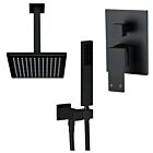 Meir schwarzes Duscharmatur-Set quadratisch - Set 5