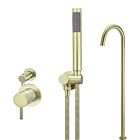 Meir Messing Badewannenarmatur-Set rund - Set 8 (kleine Rosette)