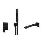 Meir schwarzes Badewannenarmatur-Set quadratisch - Set 1