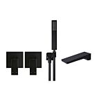 Meir schwarzes Badewannenarmatur-Set quadratisch - Set 2
