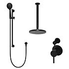 Meir schwarzes Duscharmatur-Set rund - Set 10 (kleine Rosette)