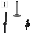 Meir schwarzes Duscharmatur-Set rund - Set 13 (kleine Rosette)