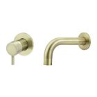 Meir Messing Einhebelmischer-Set zur Wandmontage rund - Set 4 (Auslauf 13 cm / Griff kurz)