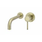 Meir Messing Einhebelmischer-Set zur Wandmontage rund - Set 1 (Auslauf 21 cm / Griff lang)