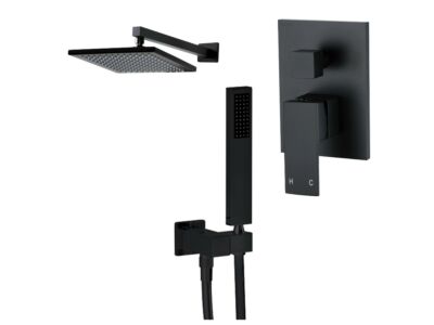 Meir schwarzes Duscharmatur-Set quadratisch - Set 4