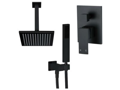 Meir schwarzes Duscharmatur-Set quadratisch - Set 5