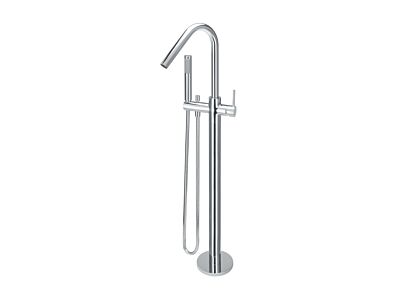Meir Chrom freistehende Badezimmerarmatur rund mit Handbrause