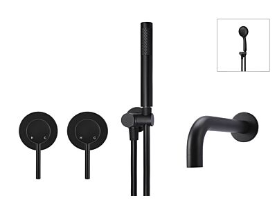 Meir schwarzes Badewannenarmatur-Set rund - Set 1