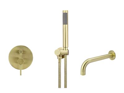 Meir Messing Badewannenarmatur-Set rund - Set 2 (große Rosette)