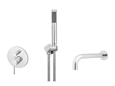Meir Chrom Badewannenarmatur-Set rund - Set 2 (große Rosette)