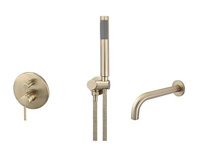 Meir Roségold Badewannenarmatur-Set rund - Set 2 (große Rosette)