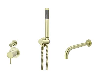 Meir Messing Badewannenarmatur-Set rund - Set 3 (kleine Rosette)