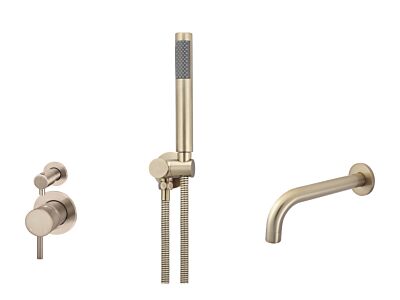 Meir Roségold Badewannenarmatur-Set rund - Set 3 (kleine Rosette)