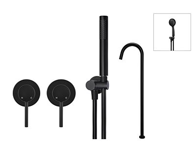 Meir schwarzes Badewannenarmatur-Set rund - Set 6