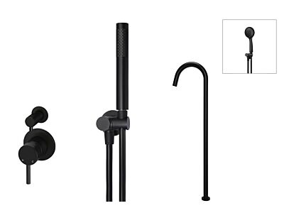 Meir schwarzes Badewannenarmatur-Set rund - Set 8 (kleine Rosette)