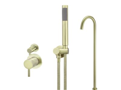 Meir Messing Badewannenarmatur-Set rund - Set 8 (kleine Rosette)