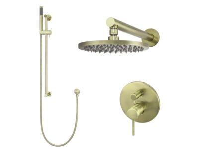 Meir Messing Duscharmatur-Set rund - Set 2 (große Rosette)