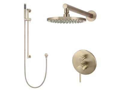 Meir Roségold Duscharmatur-Set rund - Set 2 (große Rosette)