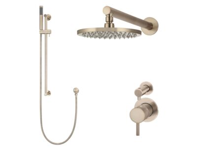 Meir Roségold Duscharmatur-Set rund - Set 3 (kleine Rosette)