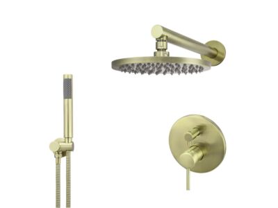 Meir Messing Duscharmatur-Set rund - Set 5 (große Rosette)