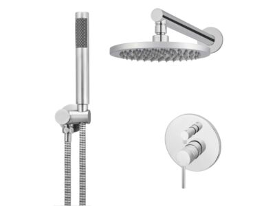 Meir Chrom Duscharmatur-Set rund - Set 5 (große Rosette)