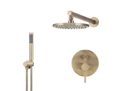 Meir Roségold Duscharmatur-Set rund - Set 5 (große Rosette)