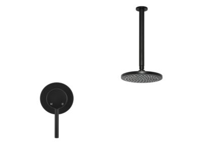 Meir schwarzes Duscharmatur-Set rund - Set 8