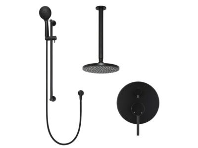 Meir schwarzes Duscharmatur-Set rund - Set 9 (große Rosette)