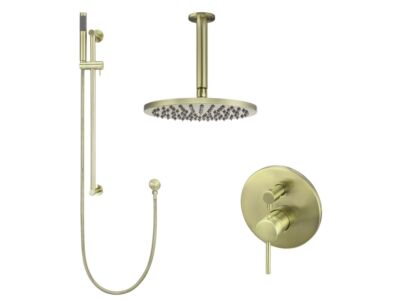 Meir Messing Duscharmatur-Set rund - Set 9 (große Rosette)