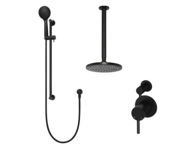 Meir schwarzes Duscharmatur-Set rund - Set 10 (kleine Rosette)