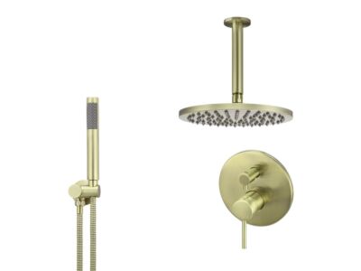 Meir Messing Duscharmatur-Set rund - Set 12 (große Rosette)