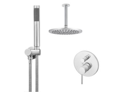 Meir Chrom Duscharmatur-Set rund - Set 12 (große Rosette)
