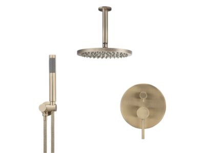 Meir Roségold Duscharmatur-Set rund - Set 12 (große Rosette)
