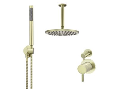 Meir Messing Duscharmatur-Set rund - Set 13 (kleine Rosette)