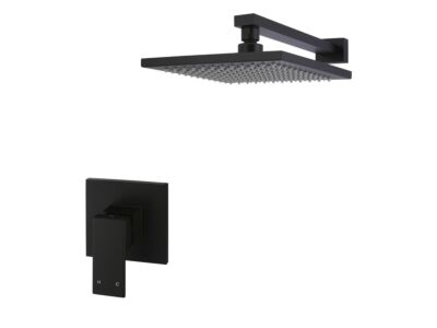 Meir schwarzes Duscharmatur-Set quadratisch - Set 1