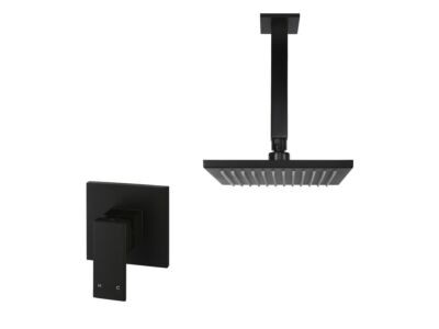 Meir schwarzes Duscharmatur-Set quadratisch - Set 3
