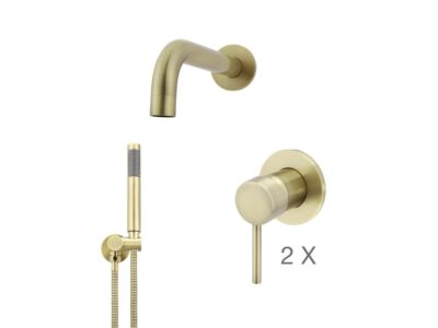 Meir Messing Badewannenarmatur-Set rund - Set 1