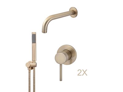 Meir Roségold Badewannenarmatur-Set rund - Set 1