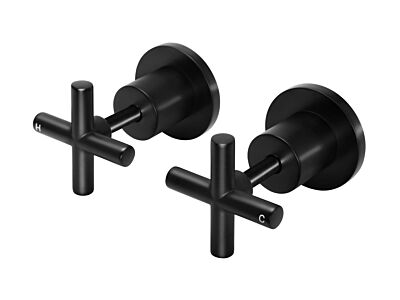 Meir schwarze Einstellgriffe Kreuzform & Einbauteil - Set 8